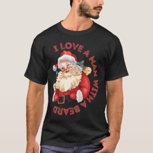 T-shirt Père Noël J'Aime Un Homme Avec Une Bande Mignonne 