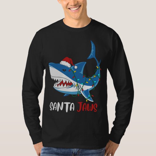 T-shirt Père Noël Jaws Funny Christmas Shark (Devant)