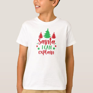 T-shirt Père Noël Je Peux Expliquer, Arbres, Étoiles, Noël
