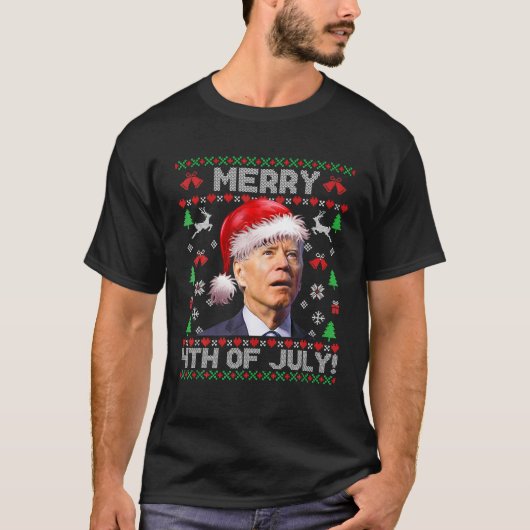 T-shirt père Noël Joe Biden Joyeux 4 juillet Noël laid (Devant)