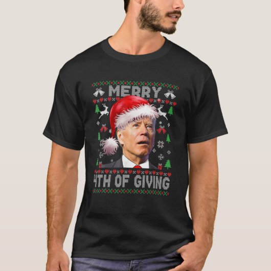 T-shirt Père Noël Joe Biden Joyeux 4E De Noël Laid (Devant)