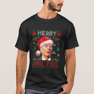 T-shirt Père Noël Joe Biden Joyeux Avril Folie Noël Vilain