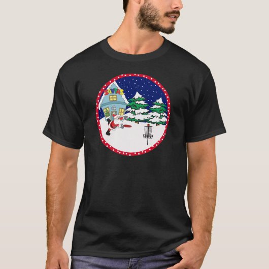 T-shirt Père Noël jouant au golf de disque (Devant)