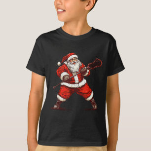 T-shirt Père Noël jouant au lacrosse Drôle de lacrosse Jou