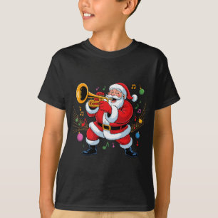 T-shirt Père Noël jouant de la trompette drôle de vacances