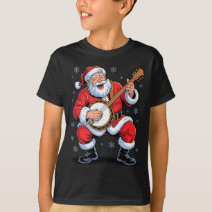 T-shirt Père Noël jouant du banjo drôle de vacances Noël X