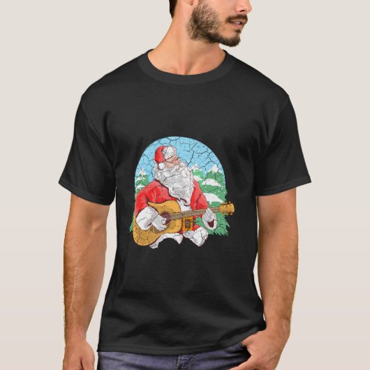T-shirt Père Noël Jouer Cool de guitare Père Noël L (Devant)