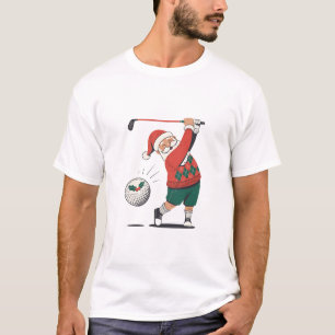 T-shirt Père Noël Jouer Golf Joueur de Noël