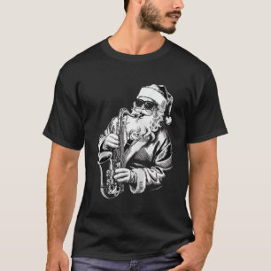 T-shirt Père Noël Jouer Saxophone Jazz Funny Saxophoniste