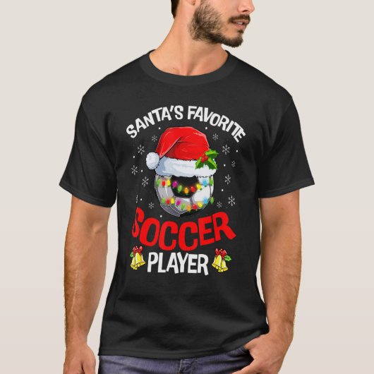 T-shirt Père Noël Joueur de football favori Pyjama de Noël (Devant)