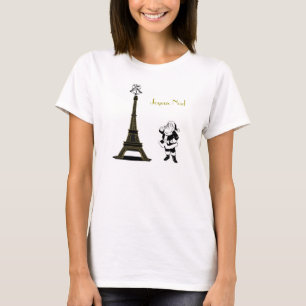T-shirt Père Noël Joyeux Noel Tour Eiffel Paris Noël
