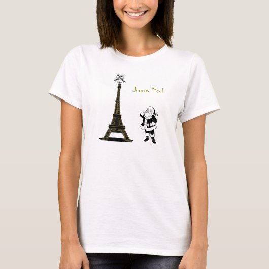 T-shirt Père Noël Joyeux Noel Tour Eiffel Paris Noël (Devant)