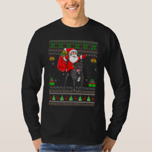 T-shirt Père Noël laid chevauchant un chien Staffordshire
