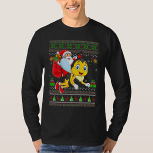 T-shirt Père Noël laid de Noël à cheval sur un bourdon de