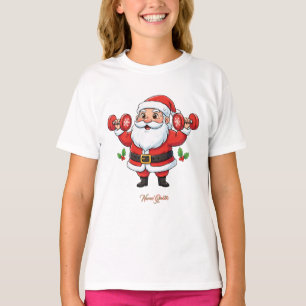 T-shirt Père Noël levant des haltères – Noël drôle