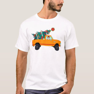 T-shirt Père Noël livre un sapin de Noël en 4x4