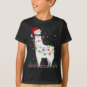 T-shirt Père Noël Llama Chapeau Arbre de Noël Moche Alpaga