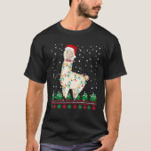 T-shirt Père Noël Llama Christmas Tree Lights Llama Xmas (Devant)