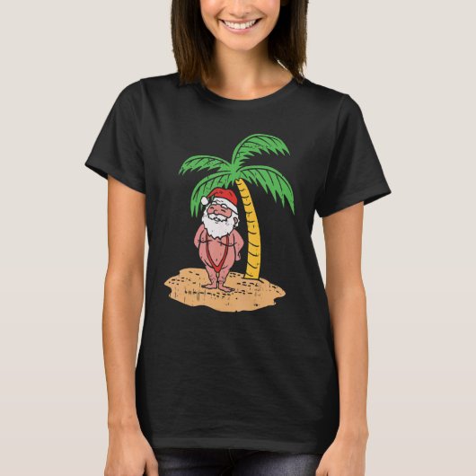 T-shirt Père Noël maillot de bain été Noël Juillet Plage G (Devant)