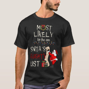 T-shirt Père Noël Mère Favorite Noël Lumière Chapeau Père