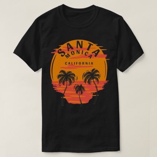 T-shirt Père Noël Monica California Palm Trees Coucher de  (Design devant)