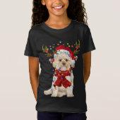 T-Shirt Père Noël Morkie Dog Reindee lumières de Noël (Devant)