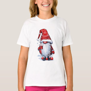 T-shirt Père Noël Nisse Gnome Gonk tenant un vin chaud