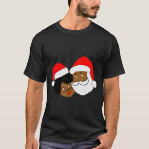 T-shirt Père Noël noir aimant et Mme Claus Noël ethnique