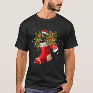 T-shirt Père Noël Noir Et Tan Coonhle Dans Noël Sock Pa