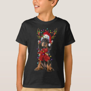 T-shirt Père Noël Noir et Tan Coonhound Chien Reindeer Chr