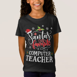 T-Shirt Père Noël Ordinateur Favori Maître d'enseignant Sa