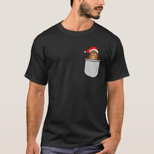 T-shirt Père Noël Otter Pocket drôle mignon cadeau de Noël (Devant)
