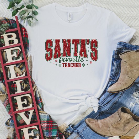 T-shirt Père Noël Parties scintillant de l'enseignant favo