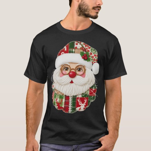 T-shirt Père Noël patchwork (Devant)