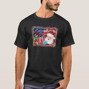 T-shirt Père Noël Patriotique De Noël Avec Buffa Drapeau A