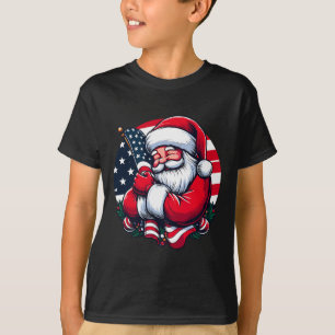 T-shirt Père Noël patriotique hommes femmes drapeau États-