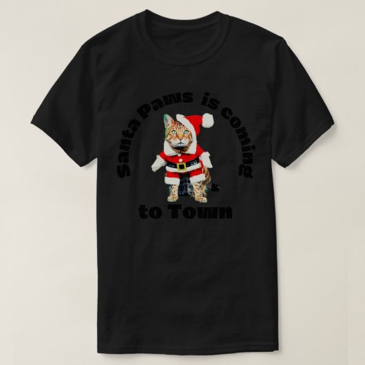 T-shirt Père Noël Paws arrive à Town Funny Cat Christmas D (Design devant)