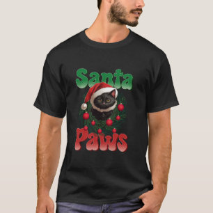 T-shirt Père Noël Paws Chat noir Animal drôle de Noël Homm