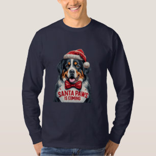 T-shirt Père Noël Paws Vient Noël Du Chien Bernais