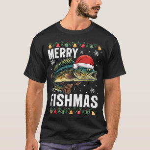 T-shirt Père Noël pêchant au bass drôle de Noël Angl