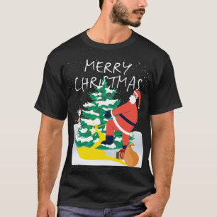 T-shirt Père Noël Peeing Chandail de Noël drôle Grosse Chr