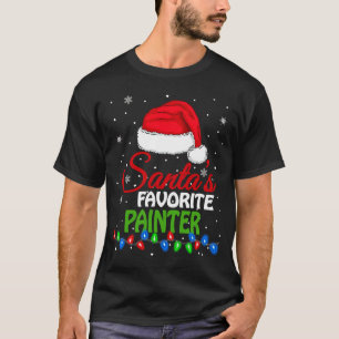 T-shirt Père Noël Peintre préféré Santa Hat Lights Christm