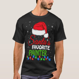 T-shirt Père Noël Peintre préféré Santa Hat Lights Christm
