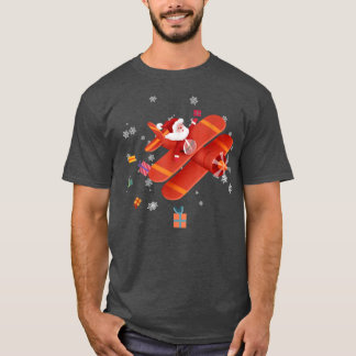 T-shirt Père Noël Pilote Avion Volant Joyeux Noël