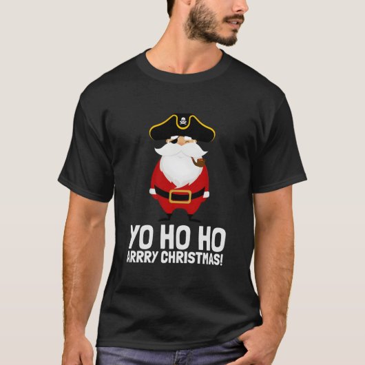 T-shirt Père Noël Pirate Yo Ho Ho Bandeau pour l'Œil Capit (Devant)