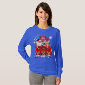 T-shirt Père Noël Poodle Reindeer Christmas Blue Tee (Devant entier)