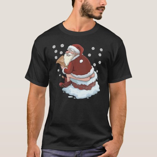 T-shirt Père Noël Pooping Down The Chimney horrible cadeau (Devant)