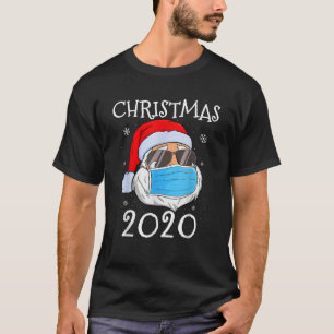 T-shirt Père Noël Portant un Masque Drôle Quarantine Noël