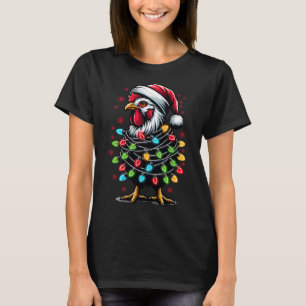T-shirt Père Noël Poulet Noël Lumières Drôle Noël Poulet