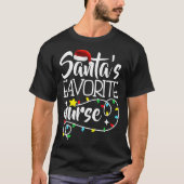 T-shirt Père Noël Préférée Nurse Noël Pyjama Lumières Nur (Devant)